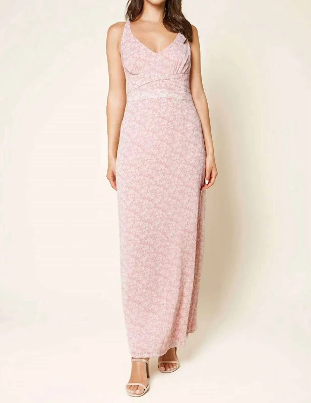 Chic & Cozy Apparel Frankie Floral Maxi Dress In Pink