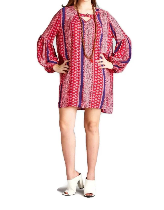 Sales For Clothes Floral & Paisley Keyhole Dress In Red