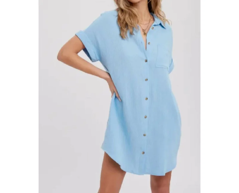 Trendy Outfits For Girls Button Up Shirt Dress In Chambray