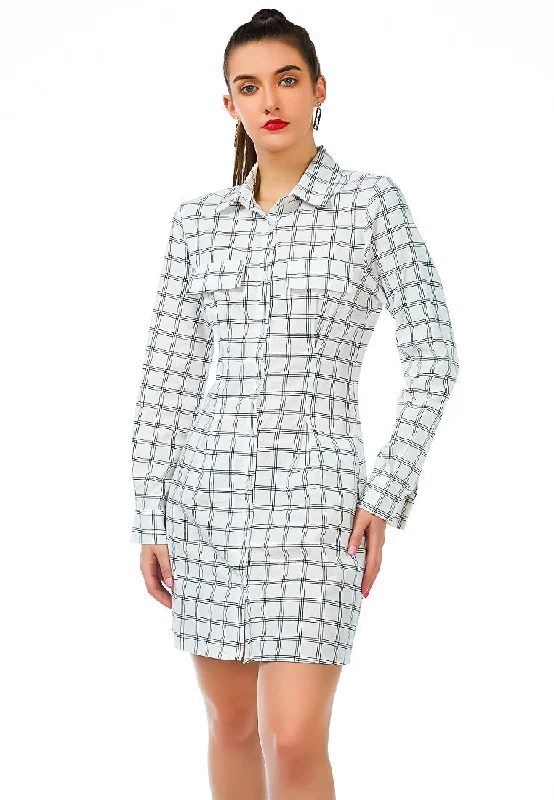 Relaxed Fashion full sleeve chequered shirt dress