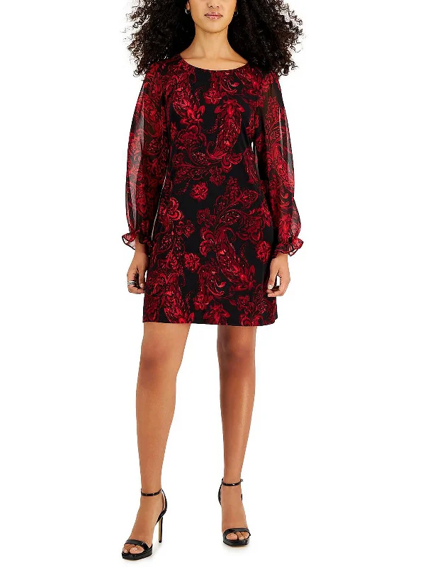 Women's Trendy Garments Petites Womens Printed Floral Sheath Dress