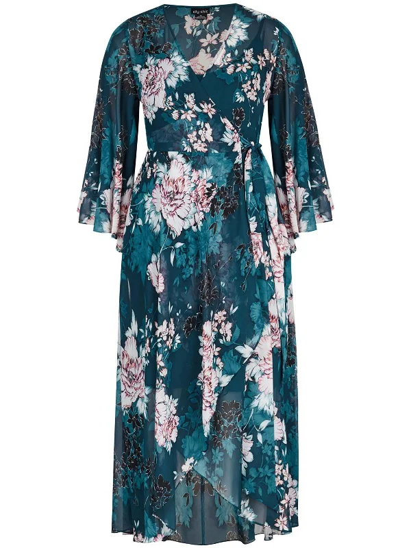 Stylish Outerwear Clothes For Women Plus Womens Wrap Floral Print Maxi Dress
