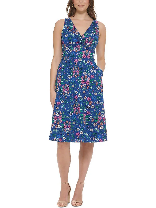 Women's Tailored Outfit Womens Floral Print Knee-Length Fit & Flare Dress