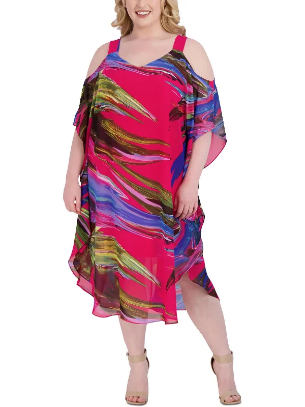 Women's Casual Wear Clothing Plus Womens Cold Shoulder Space Dye Maxi Dress