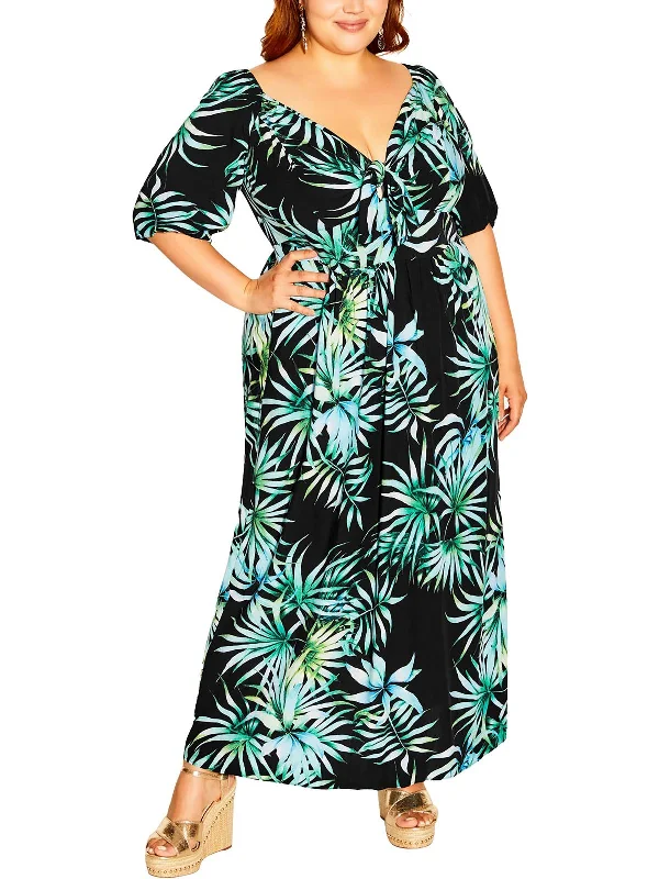 Women's Elegant Evening Outfit Plus Womens Front Tie Full Length Maxi Dress