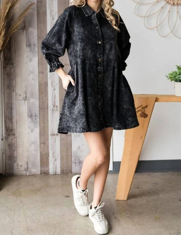 Clothes Woman Leo Shirt Dress In Washed Black