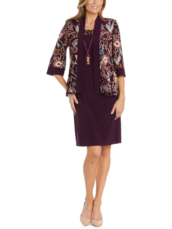 Stylish Clothes For Women Womens Floral Print Knee-Length Two Piece Dress