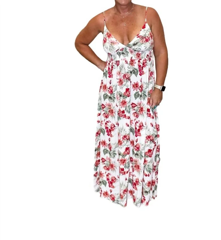 Clothes Of Woman Floral Long Maxi Dress In White