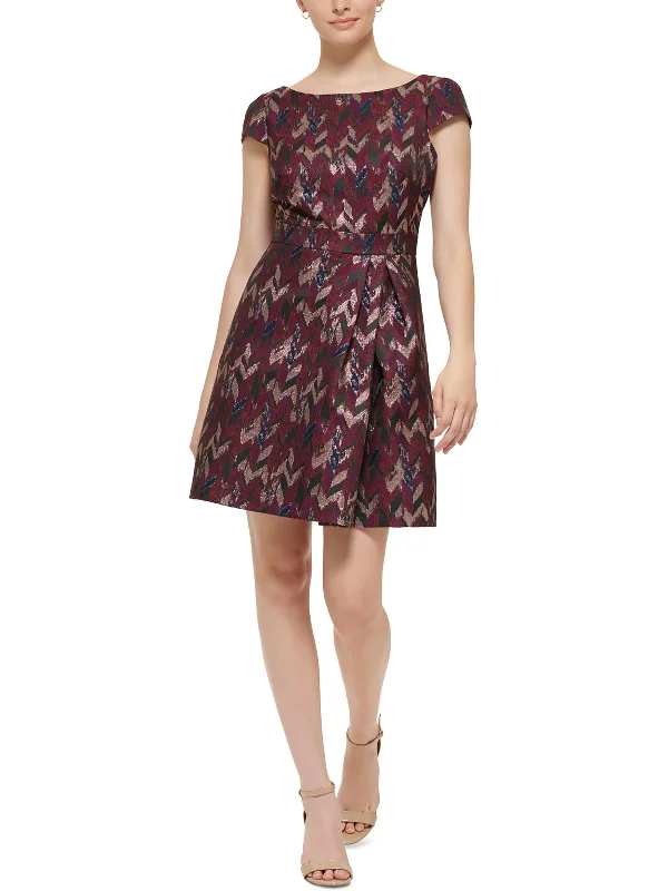 Relaxed Style Womens Mini Printed Fit & Flare Dress