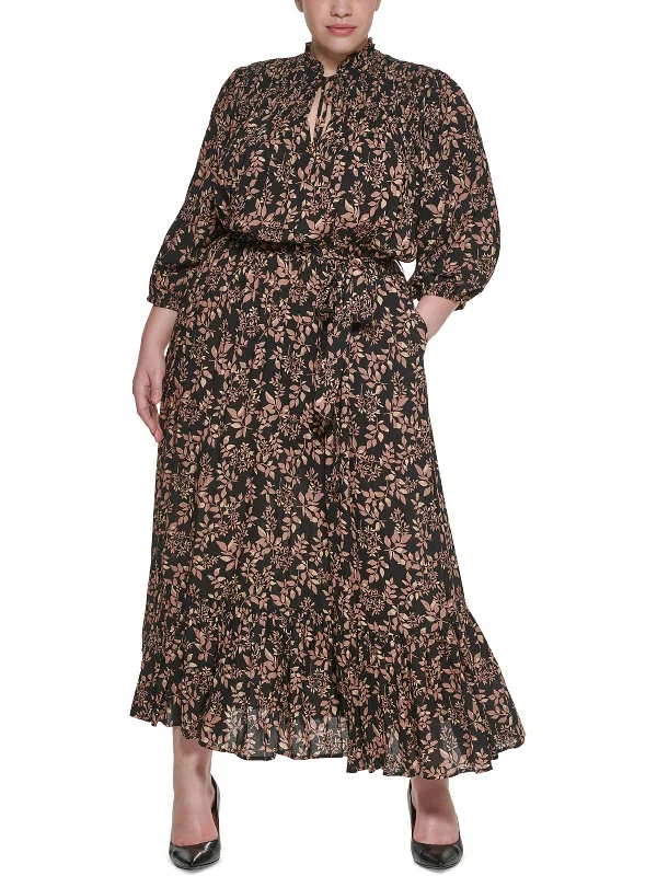 Women's Work Outfit Plus Womens Smocked Maxi Dress