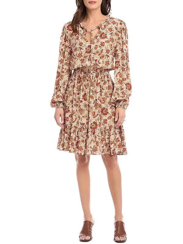 Effortless Chic for Women Womens Long Sleeves Floral Fit & Flare Dress