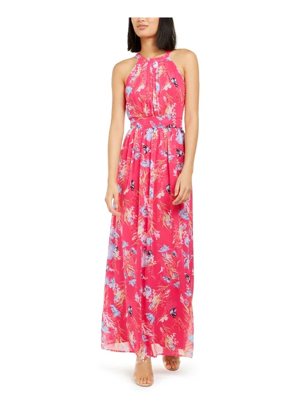 Chic Women's Clothing for Work and Travel Womens Pleated Tie Back Maxi Dress