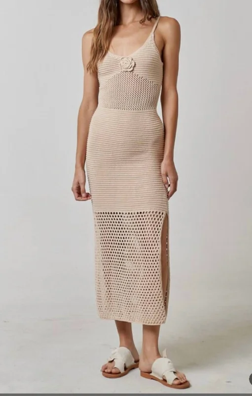Timeless Elegance Crochet Maxi Dress In Rosette