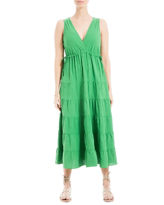 Designer Women's Fashion Online Max Studio Sleeveless V-Neck Tiered Maxi Dress