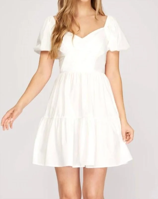 Women's Plus-Size Clothes V Neck Dress In White