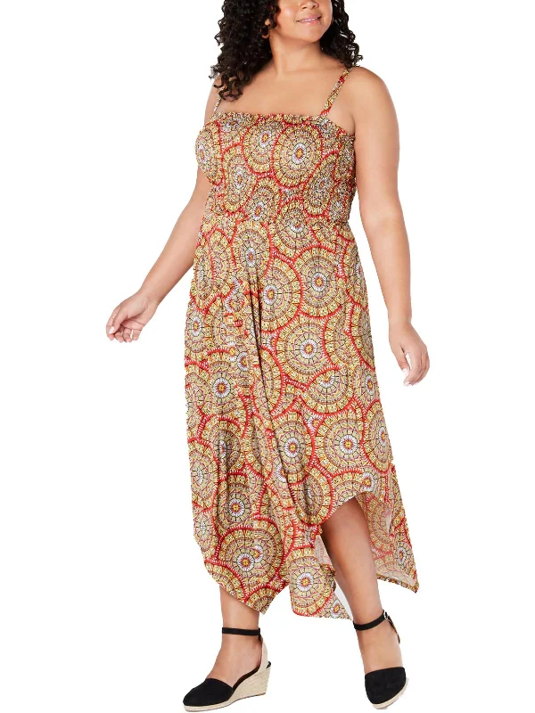 Flash Sale Clothing Plus Womens Smocked Printed Maxi Dress