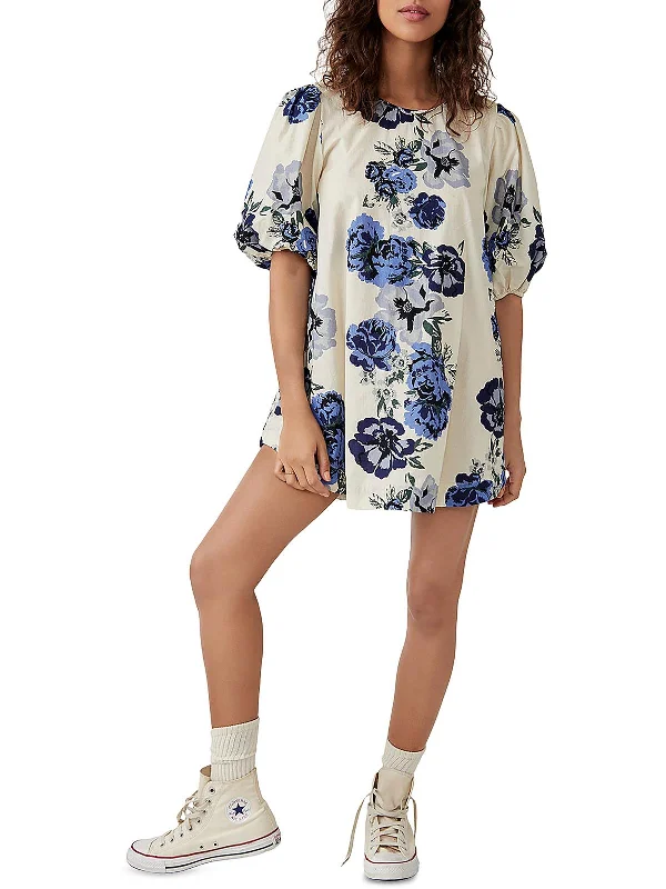 Women's Casual Outfit Womens Mini Floral print Tunic Dress