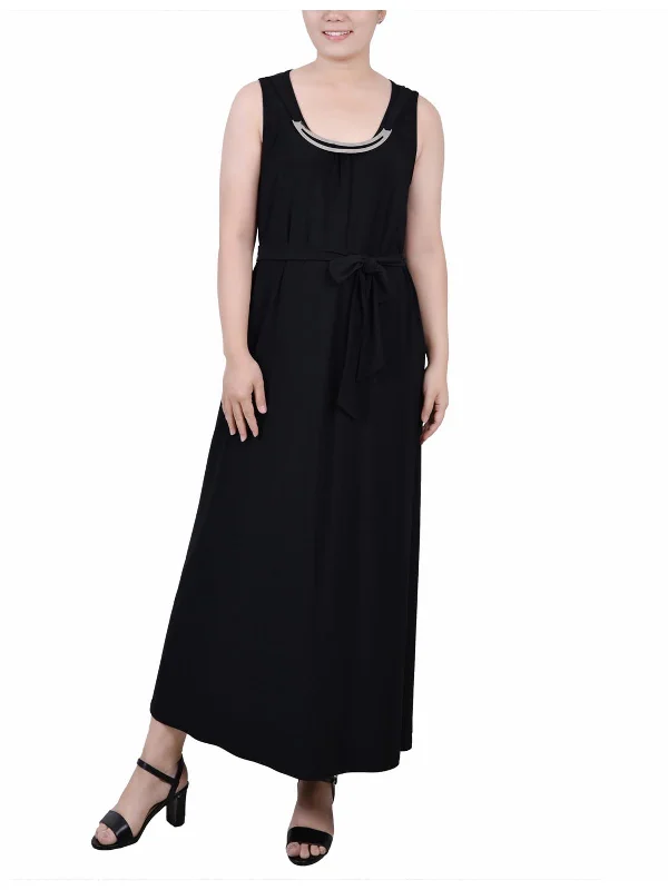Women's Vacation Clothes Petites Womens Embellished Long Maxi Dress