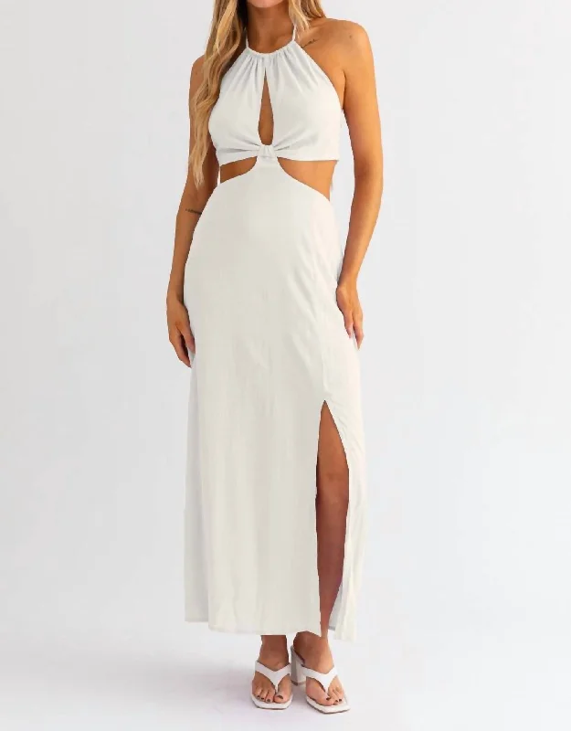 Chic & Cozy Apparel Margot Halter Maxi Dress In White