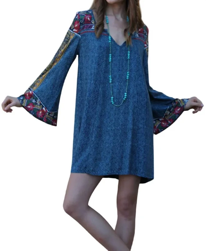 Women's Travel Outfit Set Floral Bell Sleeve Dress In Multi