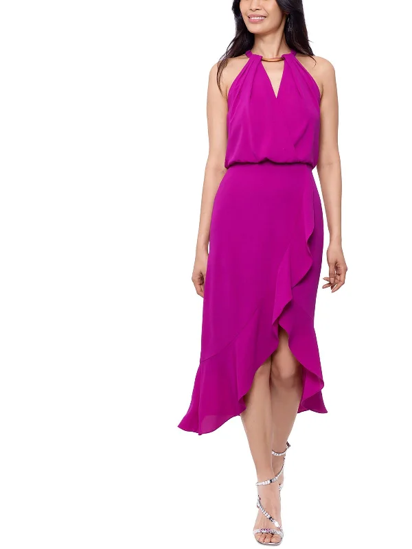 Women's Elegant Evening Outfit Womens Metallic Polyester Halter Dress