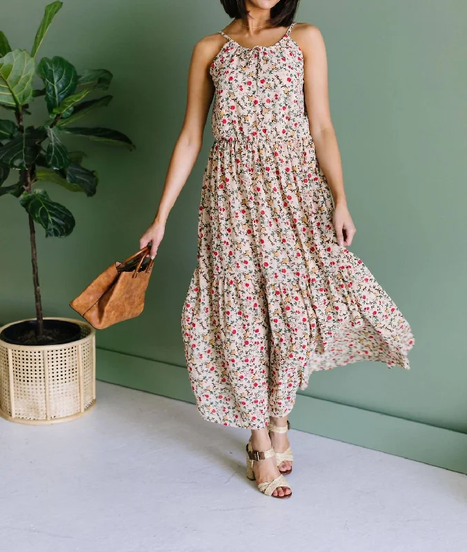 Sophisticated Outfits Miniature Roses Maxi Dress In Multi