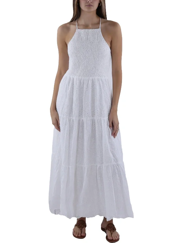 Best Online Clothing Boutiques Womens Eyelet Smocked Maxi Dress