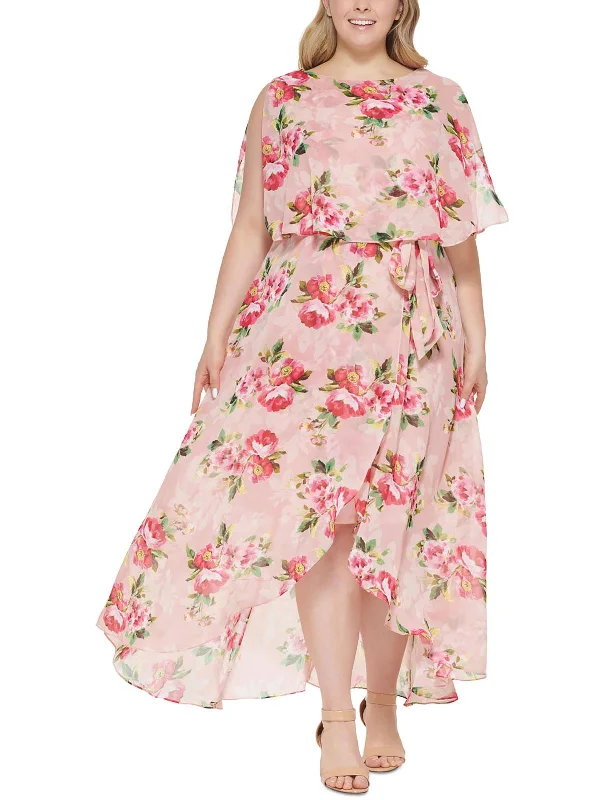 Fashionable Women's Wardrobe Plus Womens Floral Print Hi-Low Maxi Dress