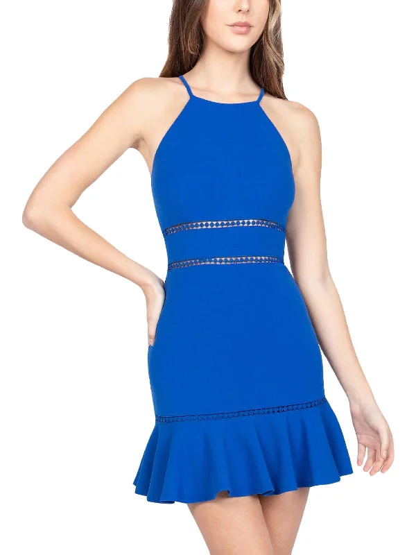 Glamorous Evening Wear Juniors Womens Mini Ruffled Fit & Flare Dress