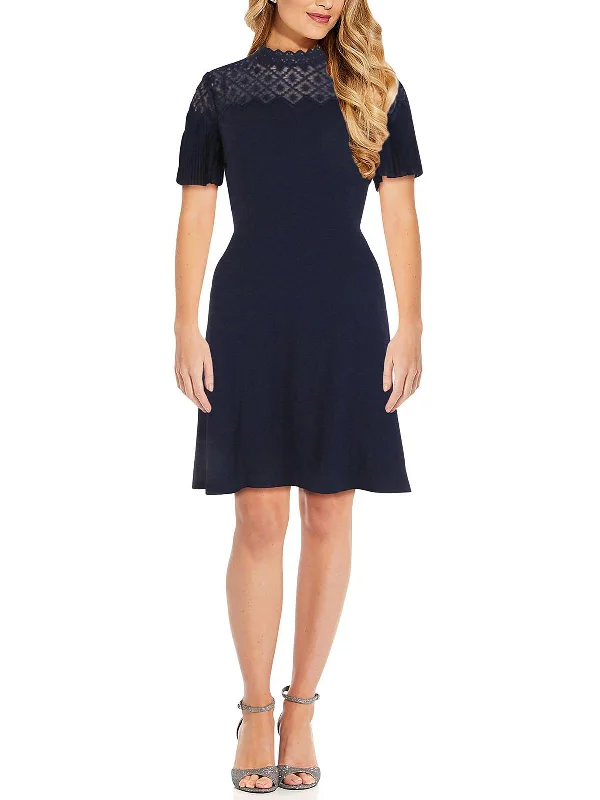 Women Fashion Womens Mockneck Knee Fit & Flare Dress