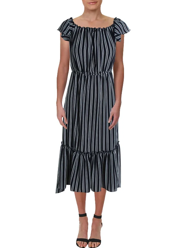 Women's Seasonal Garments Womens Striped Hi-Low Maxi Dress