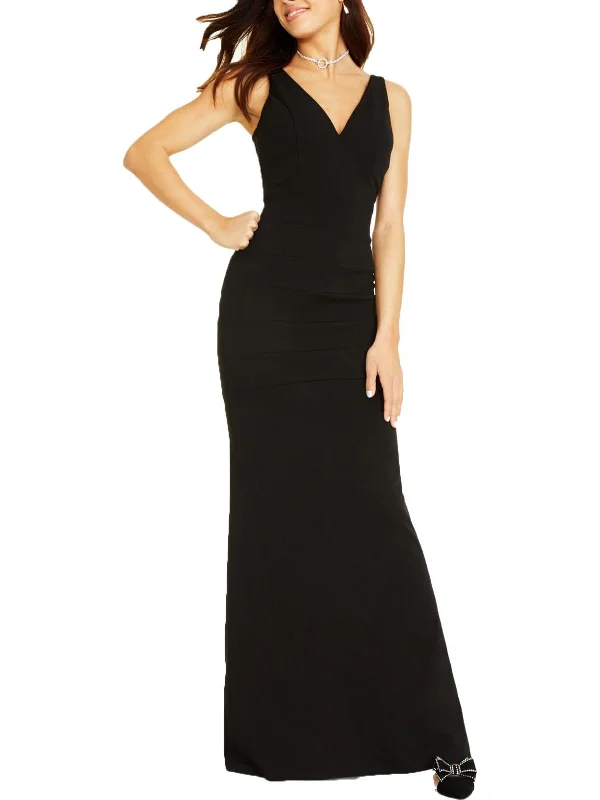 Fashion Forward Juniors   Womens Cut-Out Back Plunging Maxi Dress