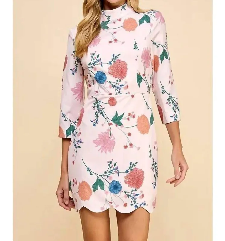 Women's Casual Clothing For Lounging Mariana Floral Printed Dress In Pink