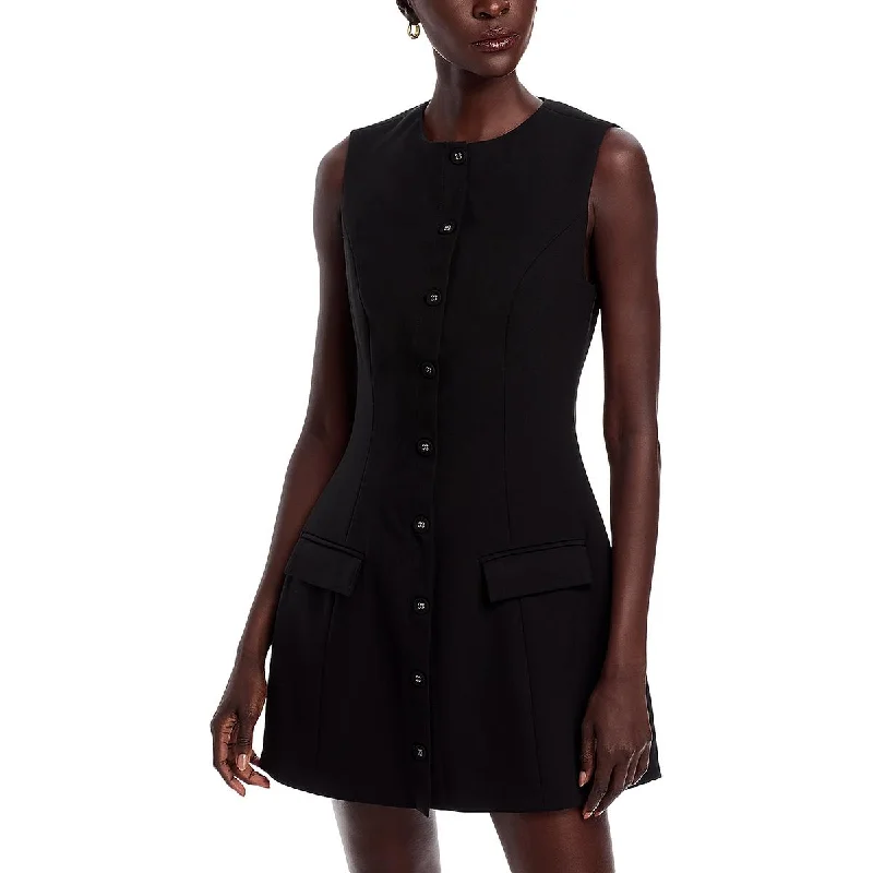Women's Clothing For Work Womens Pocket Polyester Fit & Flare Dress