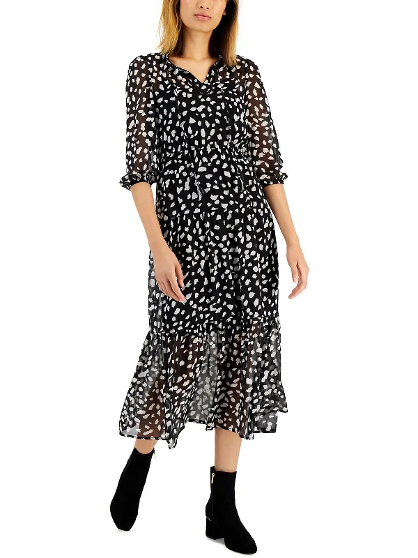 Sophisticated Outfits Petites Womens Printed Chiffon Maxi Dress