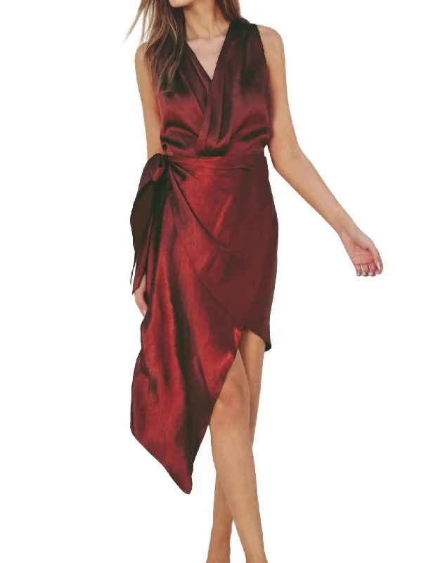 Fashion Women's Clothing Sleeveless Knit Dress In Rust