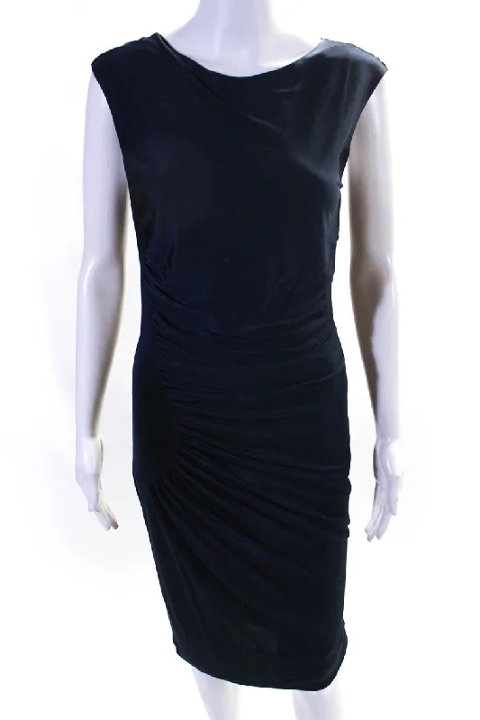 Exclusive Discount Emilio Pucci Womens Knit Satin Draped Sleeveless Sheath Dress Navy Exclusive Discount Emilio Pucci Womens Knit Satin Draped Sleeveless Sheath Dress Navy