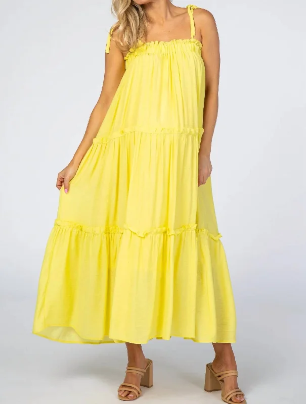 Flash Sales This Week Ruffled Tier Maxi Dress In Lemon