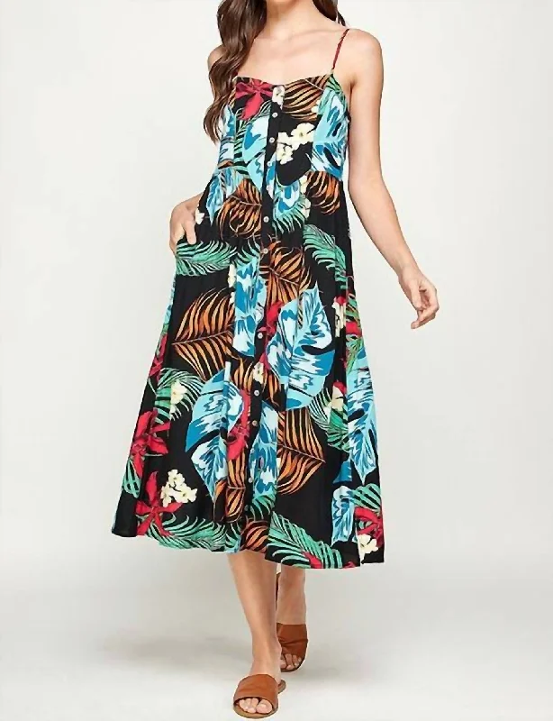 Timeless Women's Outfit Maxi Dress Button Up In Black