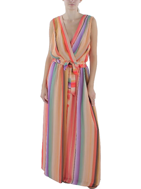 Women's Casual and Dressy Outfits Womens Striped Polyester Maxi Dress