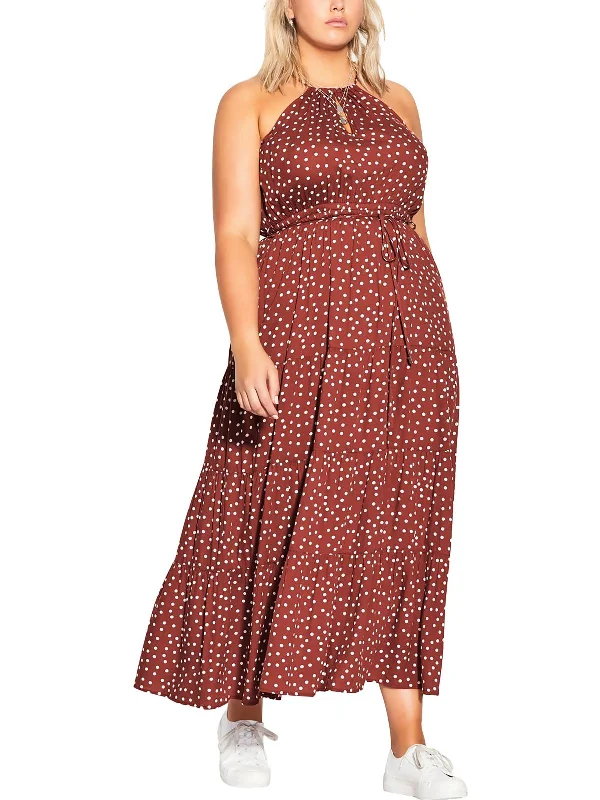 High-End Women's Apparel Womens Polka Dot Crinkled Maxi Dress