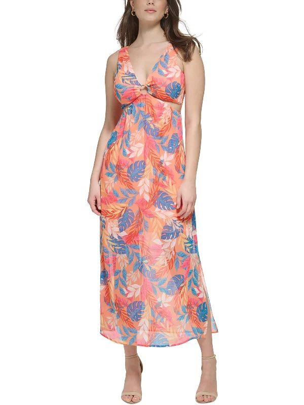 Elegant Women's Fashion Womens Printed Chiffon Maxi Dress
