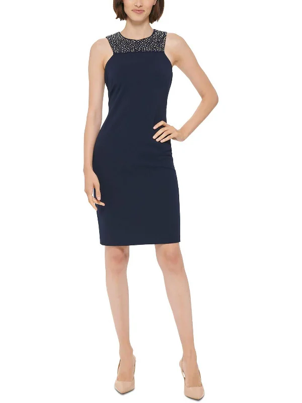Chic And Comfortable Womens Embellished Sleeveless Sheath Dress