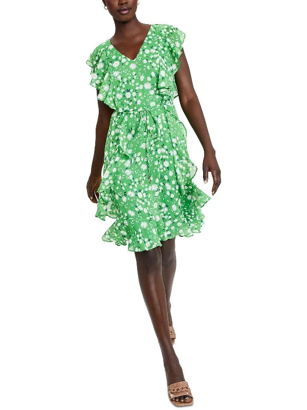 Trendy Online Boutiques Womens Chiffon Floral Fit & Flare Dress