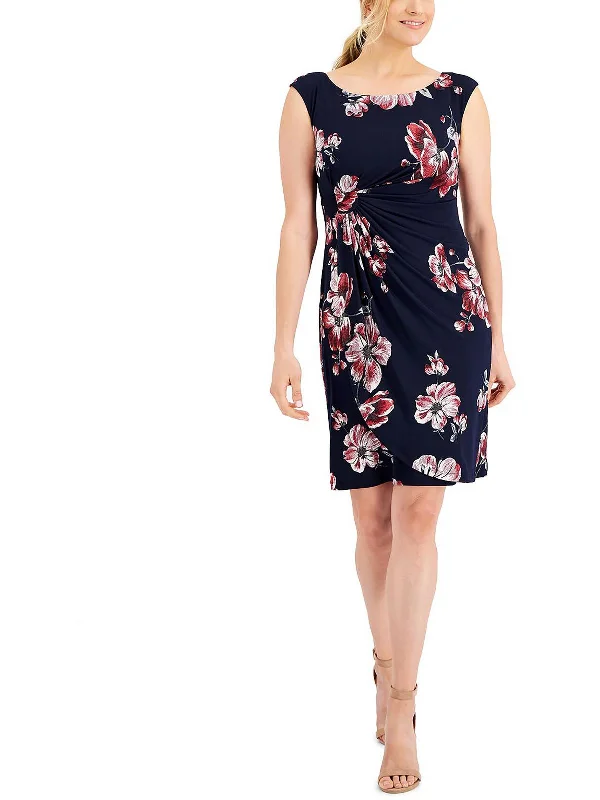 Comfy Women's Outfits for Daily Wear Petites Womens Floral Print Knee Sheath Dress