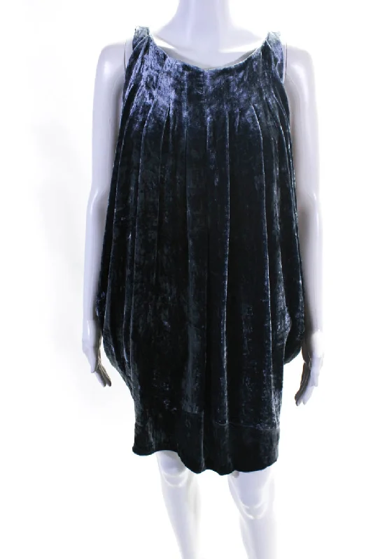 Versatile Outfits Kelly Wearstler Womens Velour Zipped Sleeveless Draped Blouson Dress Blue Versatile Outfits Kelly Wearstler Womens Velour Zipped Sleeveless Draped Blouson Dress Blue