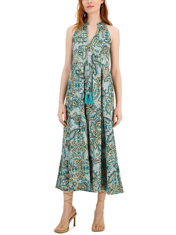 Women's Tailored Outfit Petites Womens Paisley Long Maxi Dress