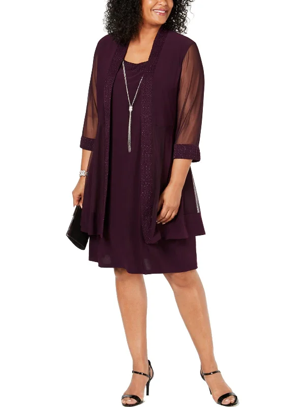 Women's Functional Outfit For Outdoor Activities Plus Womens Sleeveless Metallic Dress With Jacket