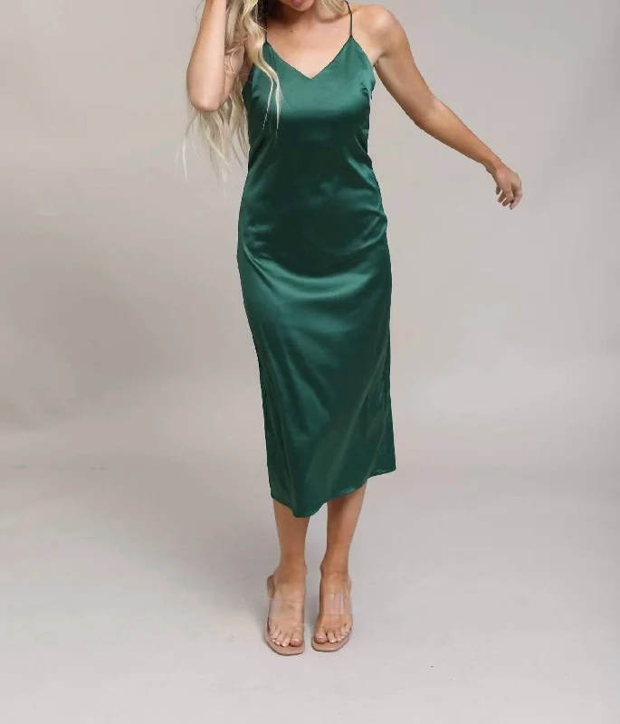 Casual Dresses for Women Satin Slip Dress In Satin Green