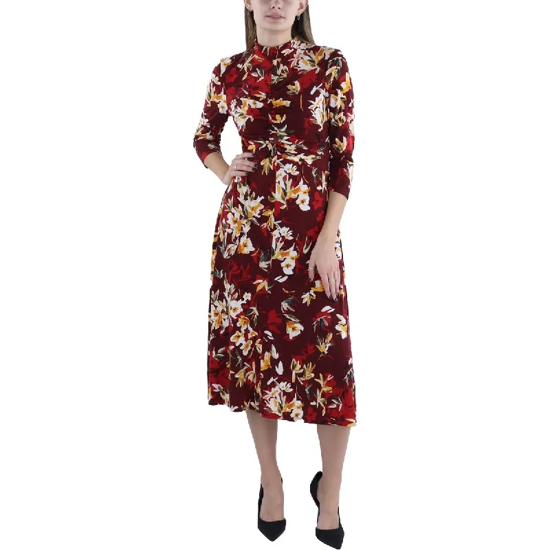 Casual Chic Womens Floral Print Ruched Fit & Flare Dress
